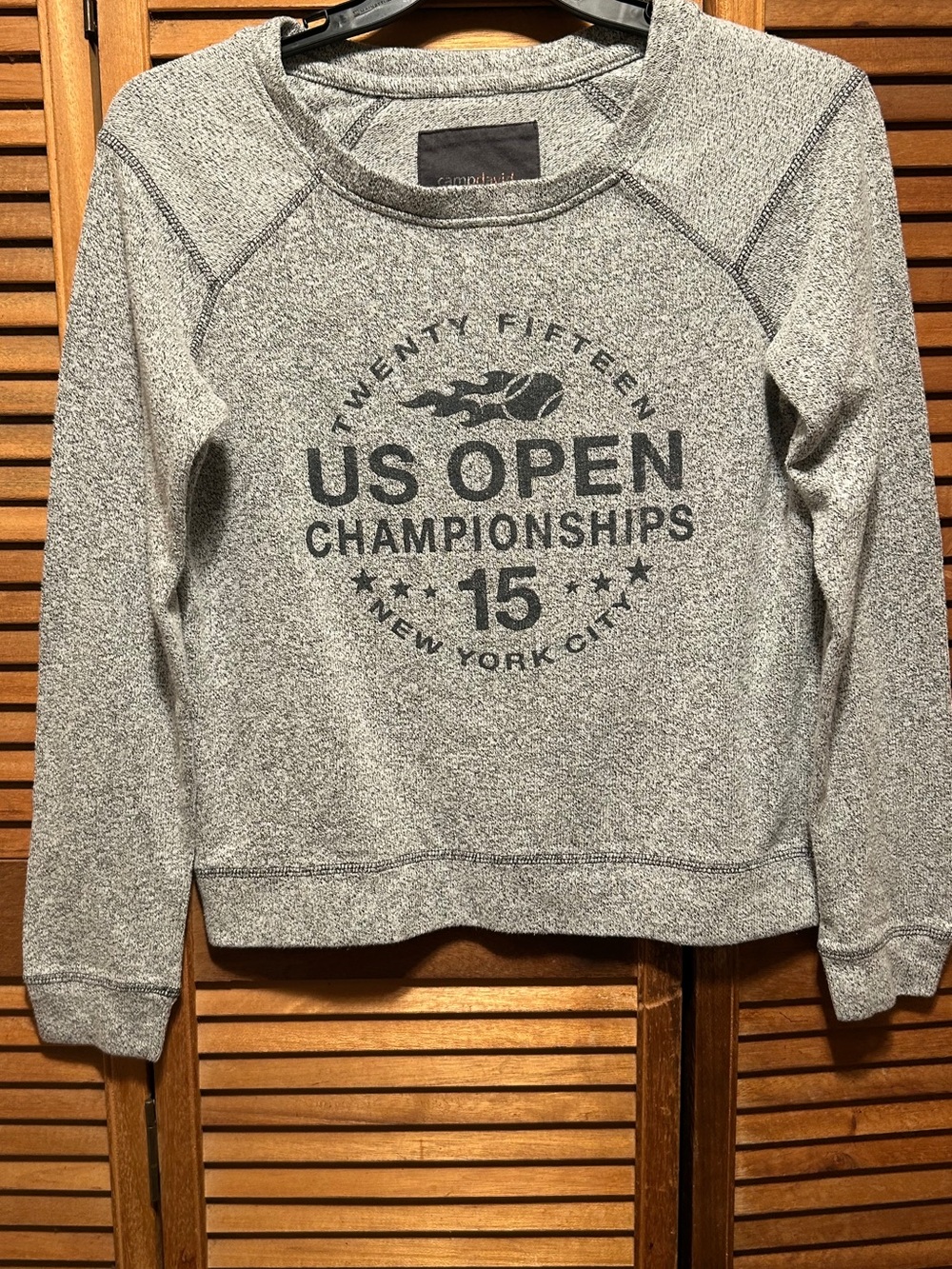 Vintage Camp David Soft Gray US Open Tennis Graphic Sweatshirt - 2015